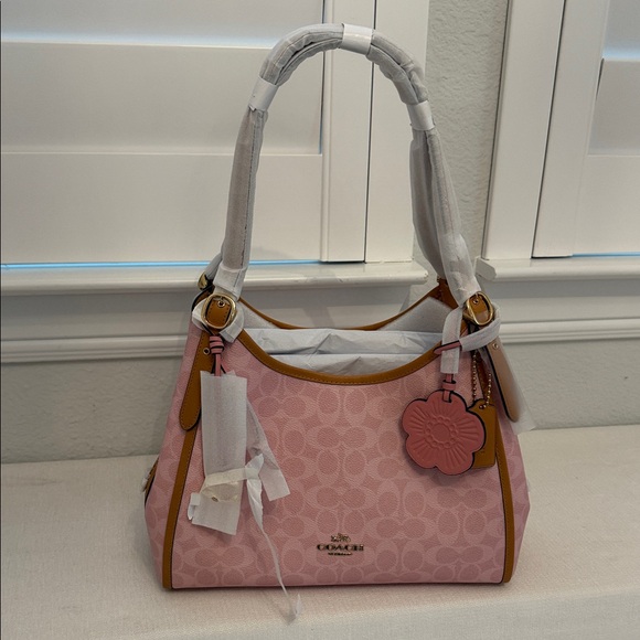 NWT Coach CEL13 Erin Shoulder Bag In Signature Canvas With Charms Powder Pink - Picture 11 of 11